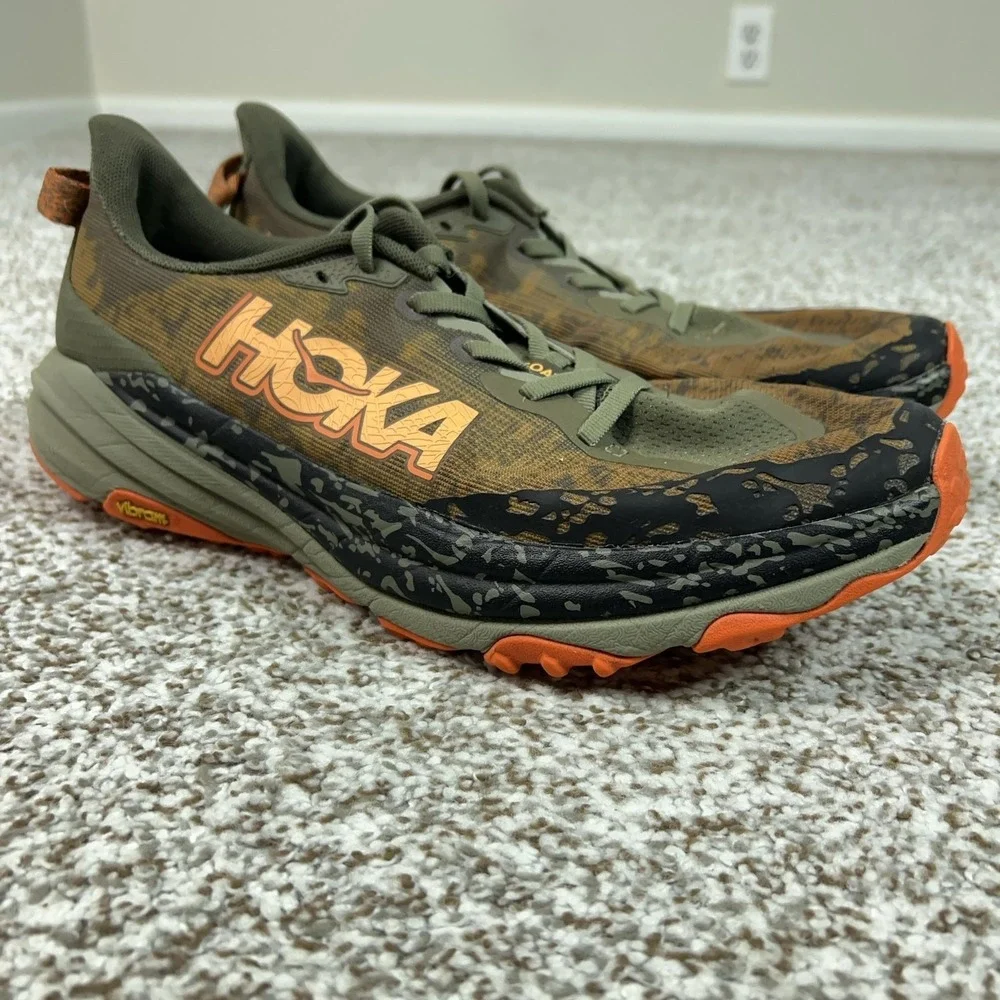 HOKA Shoes Mens Size 10.5 Speedgoat 6 Green Trail Running Sneakers Vibram
